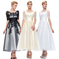 Grace Karin New Arrival 2015 Elegant Long Sleeve Lace Plus Size Evening Dress For Fat Women CL6051-2#